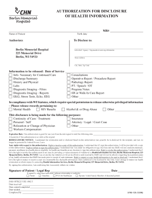 Authorization for Disclosure of Health Information