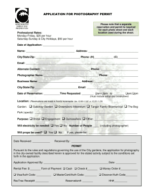 Photography Permit Application