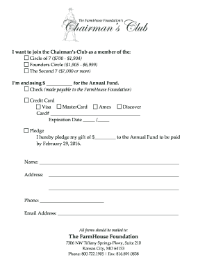 Fillable Online farmhouse Chairmans Club Donation Form for websitedocx ...