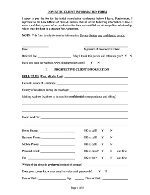 Domestic Client Information Form