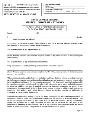 West Virginia Medical Power of Attorney