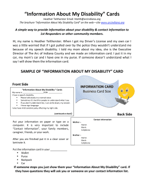 Information About My Disability Card