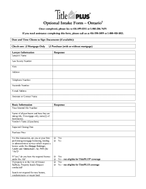 Ontario Real Estate Intake Form