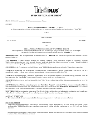 Lawyers' Professional Indemnity Company Subscription Agreement