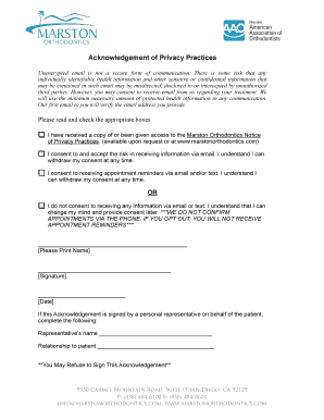 Acknowledgement of Privacy Practices