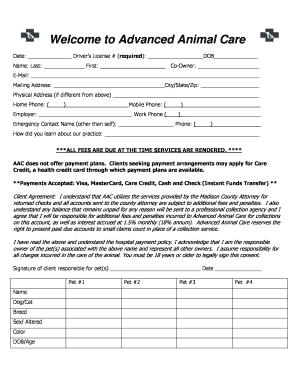 Advanced Animal Care Client Agreement
