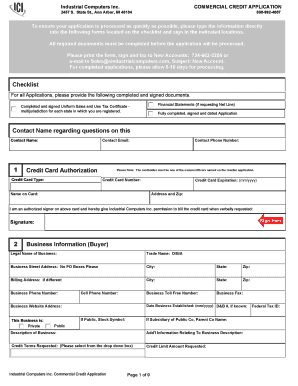 Industrial Computers Inc Commercial Credit Application