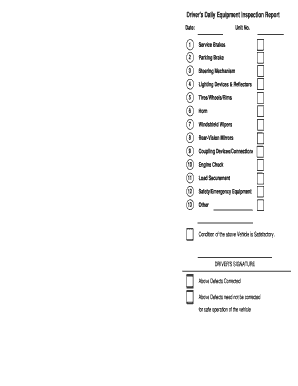 Driver's Daily Equipment Inspection Report