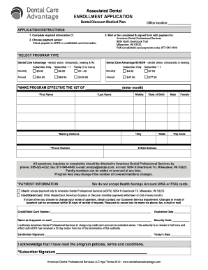 Dental Discount Plan Enrollment Application