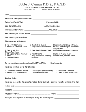 Dental Patient Intake Form