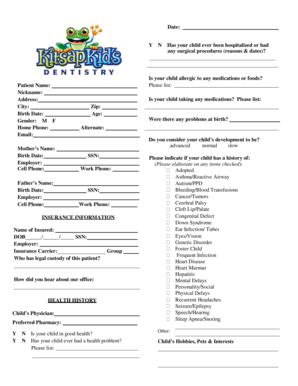 Child Dental Health and Consent Form