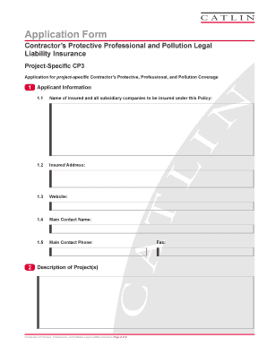 Contractor's Protective Professional and Pollution Legal Liability Insurance Application