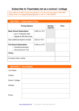 Teachable School Subscription Form