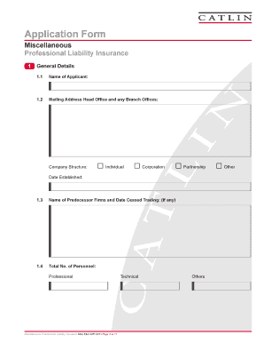 Professional Liability Insurance Application Form