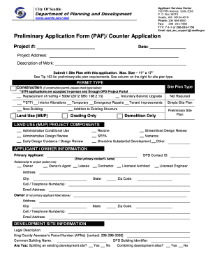 Seattle Preliminary Application Form