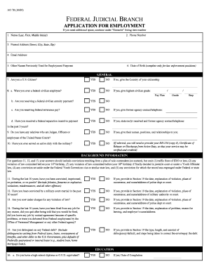 AO 78 Federal Judicial Branch Application for Employment
