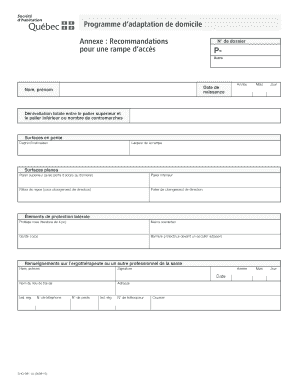 Recommandations N° de dossier pour une rampe d’accès