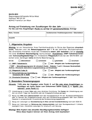 Antrag auf Erstattung von Zuzahlungen