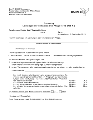 Antrag auf Leistungen der vollstationären Pflege