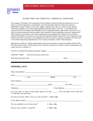 Employment Application Form