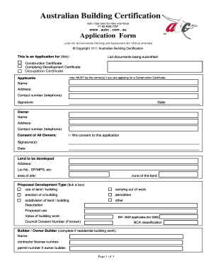 Australian Construction Certificate Application