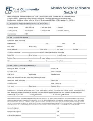 First Community Credit Union Member Services Application