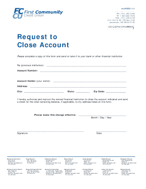 Request to Close Account Form