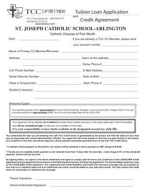 Tuition Loan Application and Credit Agreement