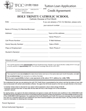 Tuition Loan Application and Credit Agreement