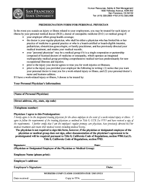 California Predesignation Form for Personal Physician