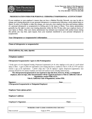 California Chiropractor/Acupuncturist Predesignation Form