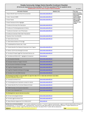 Peralta Community College District Benefits Enrollment Checklist