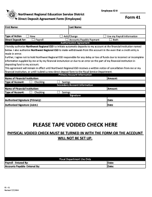 Direct Deposit Agreement Form