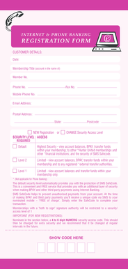 Internet and Phone Banking Registration Form