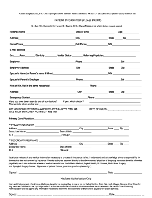 Pulaski Surgery Clinic Patient Information Form