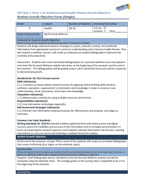 Student Growth Objective Form