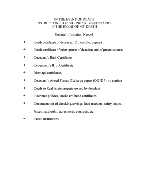 Instructions for Spouse or Beneficiaries