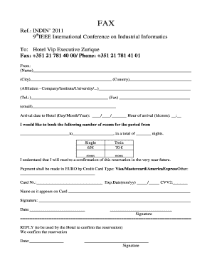 Hotel Room Reservation Form