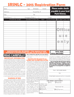 2015 SRSNLC Registration Form