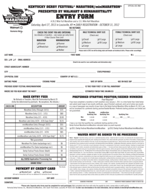 Kentucky Derby Festival Marathon Entry Form