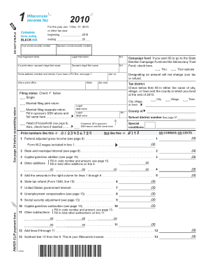 Wisconsin Income Tax Form 2010
