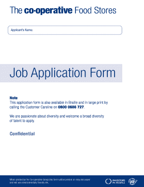 The Co-operative Group Job Application Form
