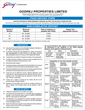 Godrej Properties Fixed Deposit Form