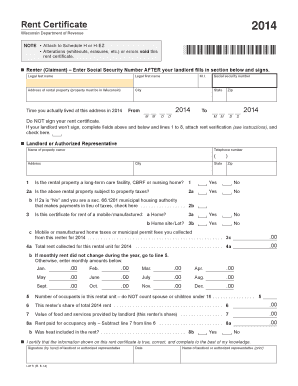 Wisconsin Rent Certificate