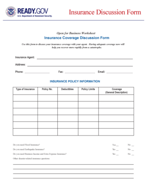 Insurance Coverage Discussion Form