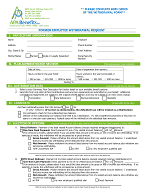 Former Employee Withdrawal Request Form