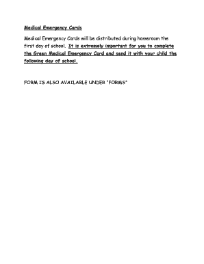 Green Medical Emergency Card