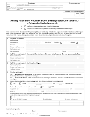 Antrag nach dem Neunten Buch Sozialgesetzbuch (SGB IX)