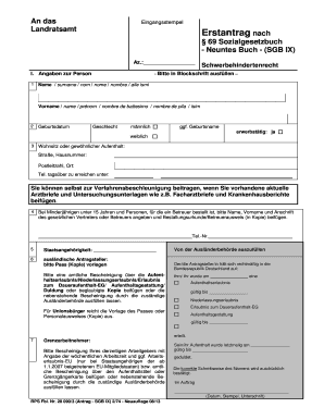 Antrag auf Feststellung eines Grades der Behinderung