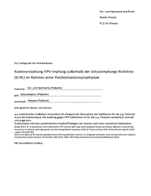Kostenerstattung HPV-Impfung